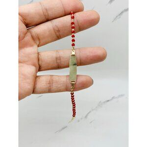 ❤️ Real 10k Gold Baby ID Bracelet red Beads ❤️ talismán de bebe